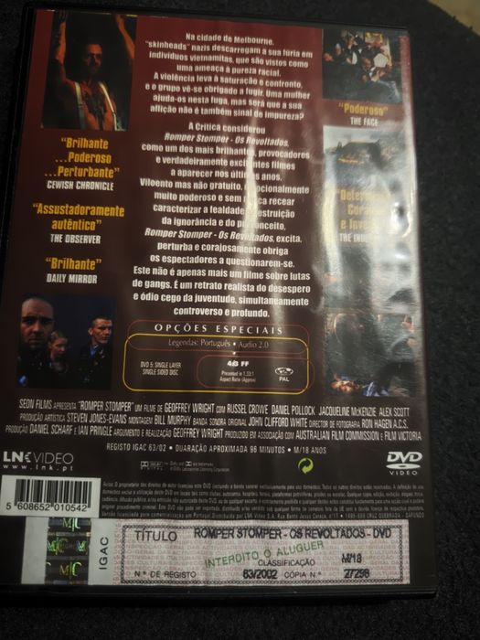 Dvd Romper Stomper Os Revoltados Filme Russell Crowe Legendas