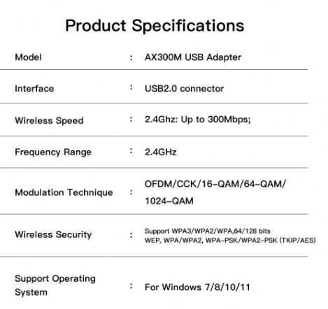 Karta sieciowa WiFi -USB- prędkość transmisji 286 Mbps - NOWA - 2szt