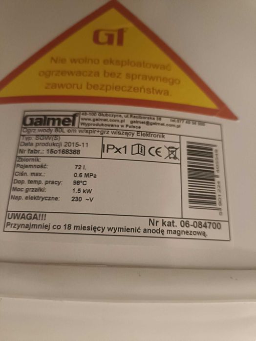 Bojler GALMET 80L z wężownicą