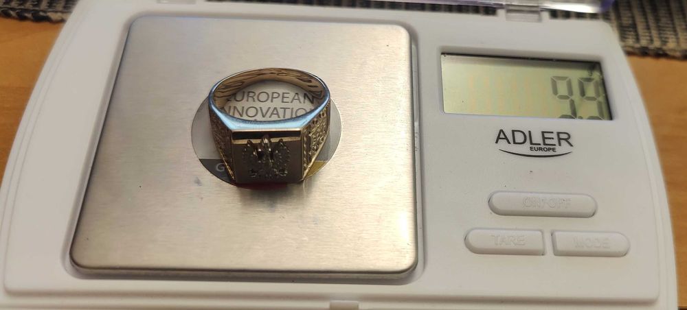 Złoty Sygnet Warmet 14k 585 Patriotyczny Orzełek 9.900 gr