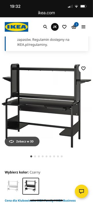 Ikea biurko gamingowe Fredde czarne jak nowe