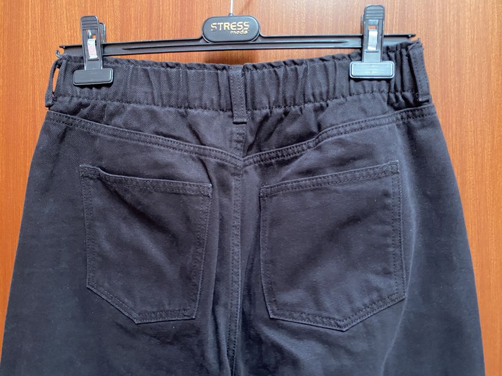 H&M Jeans Pretos Slouchy - cintura elastica (38)