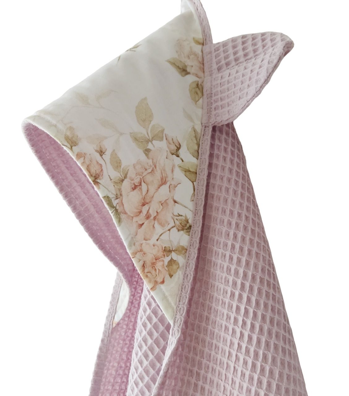 Ręcznik z kapturem wafel,bawełna premium, vintage roses 75x75