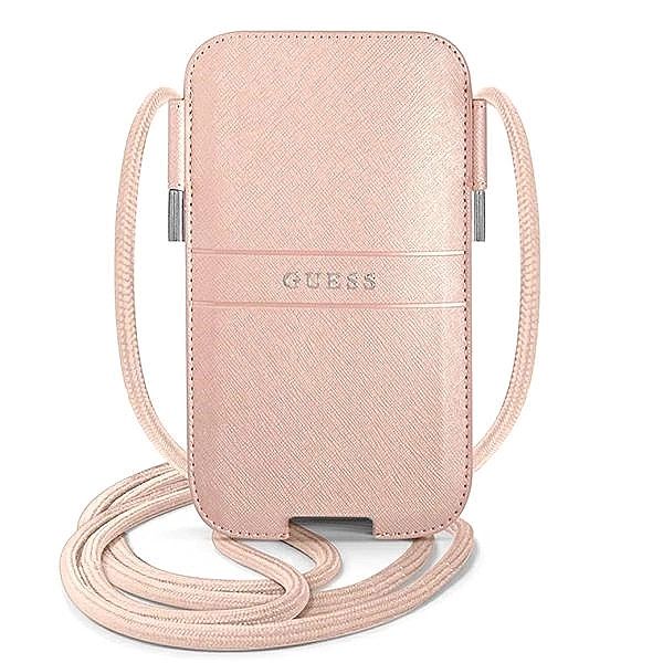 Torebka Guess Saffiano Strap 6.1'' - różowa