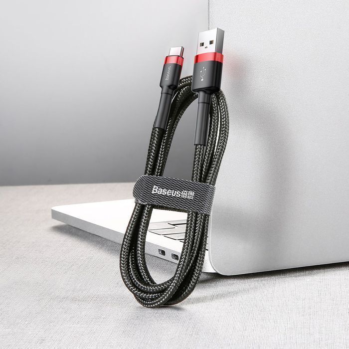 Kabel Baseus Cafule - USB / USB-C QC3.0 3A 0,5M Czarno-Czerwony