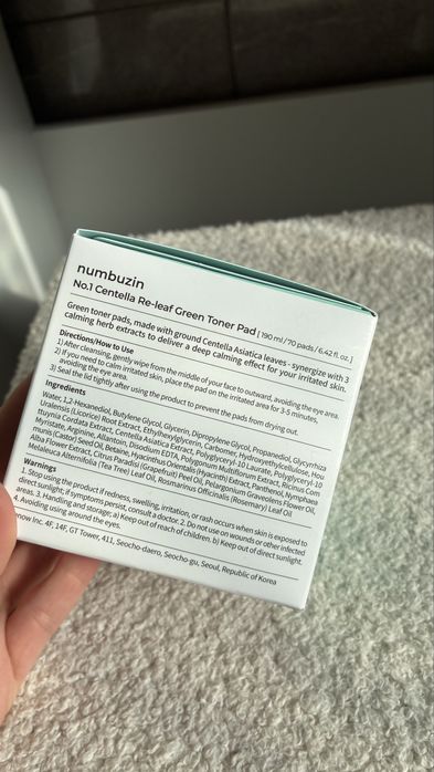 Numbuzin no 1 centella re-leaf green toner pad platki tonizujace