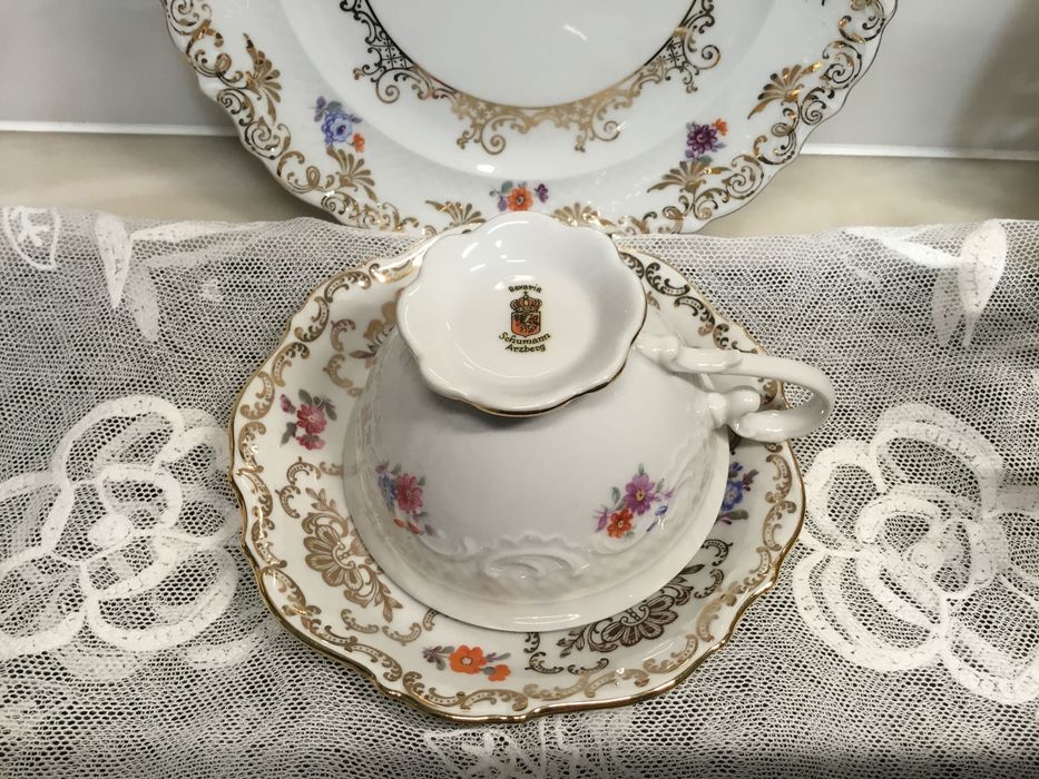 trio de chá porcelana Bavaria alemã Schumann