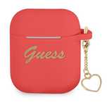 Guess GUA2LSCHSR AirPods 1/2 cover czerwony/red Silicone Charm Heart