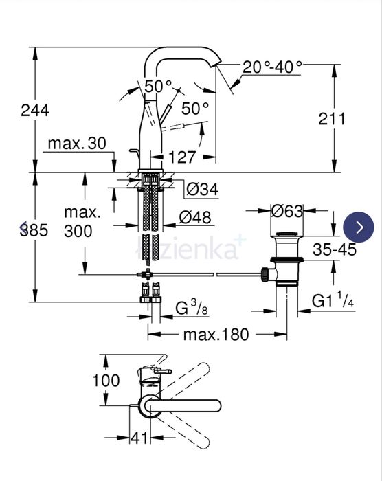 Grohe Essence bateria umywalkowa stojąca cool sunrise 32628GL1