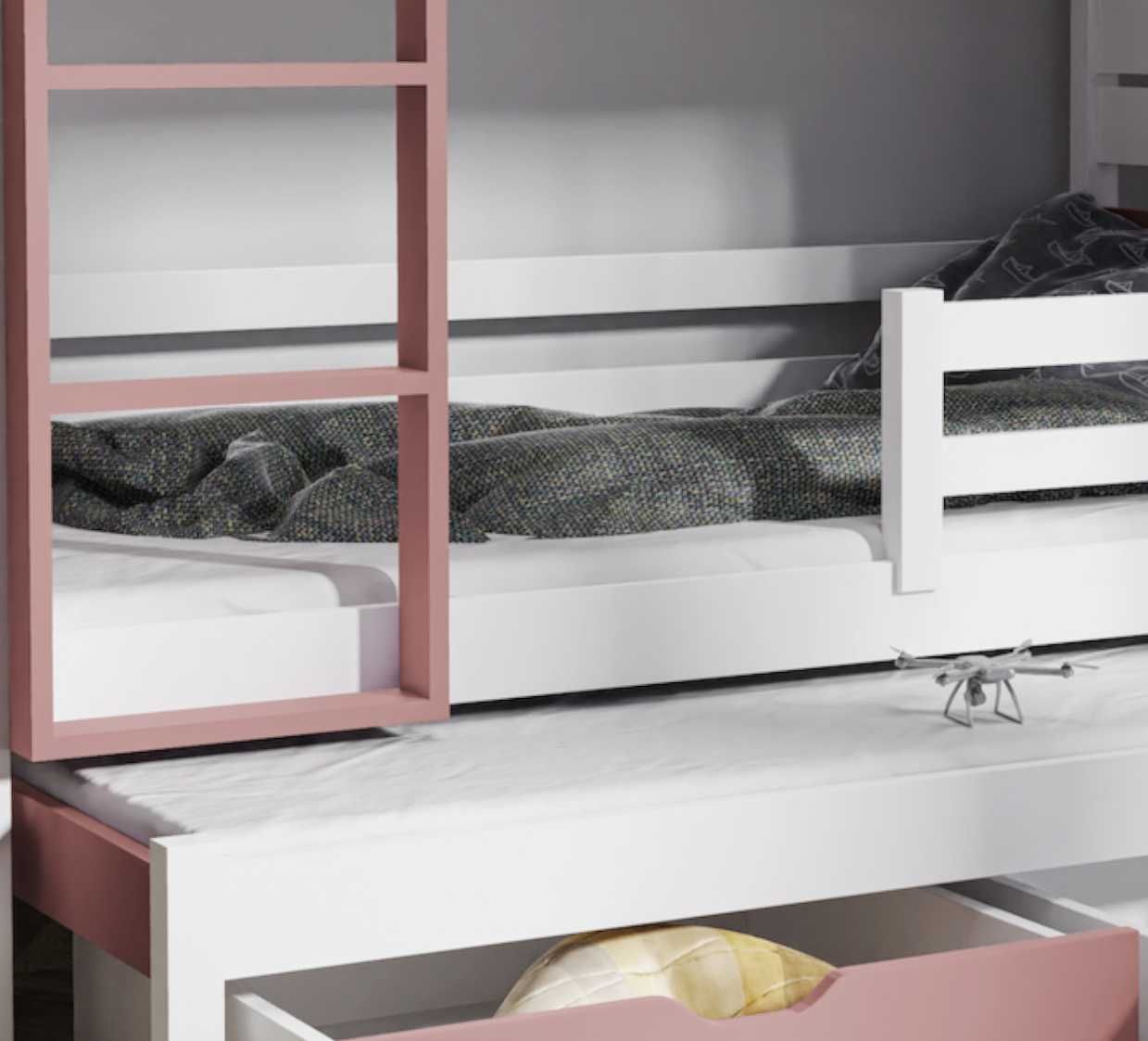 Łóżko piętrowe 3-osobowe ROLAND III 80x200 MEBLOBED sosnowe +szuflady