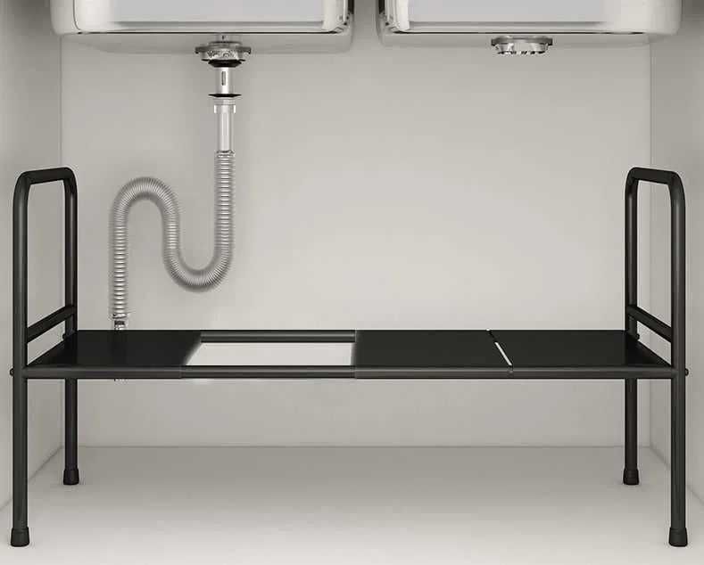 Organizer Regulowana Półka Regał Pod Zlewozmywak 1 Poziom Czarny