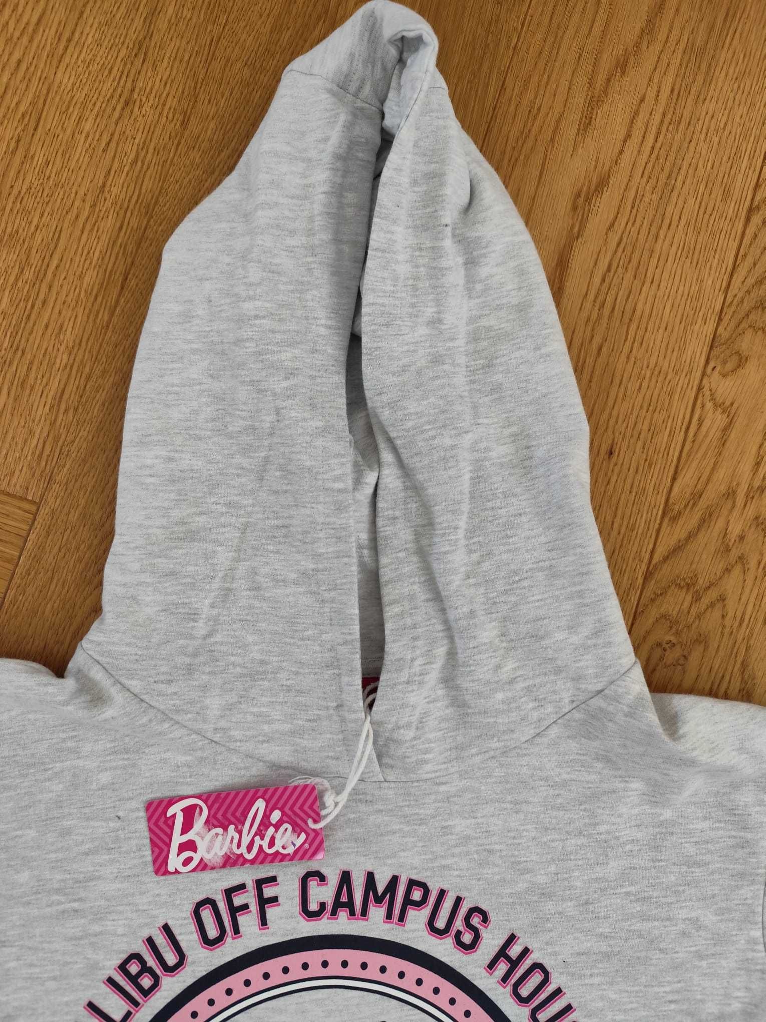 Nowa damska bluza z kapturem S 36 Barbie szara róż Mattel