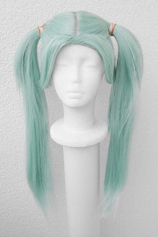 Rebecca Cyberpunk peruka zielona pastelowa z kitkami cosplay wig