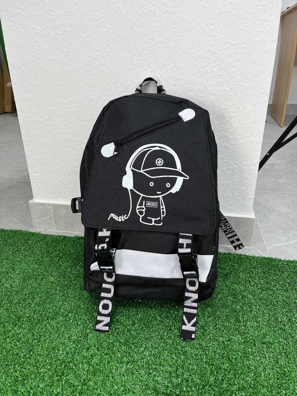 Школьный РЮКЗАК с подсветкой! ПОРТФЕЛЬ с наушниками! Водостойкий!