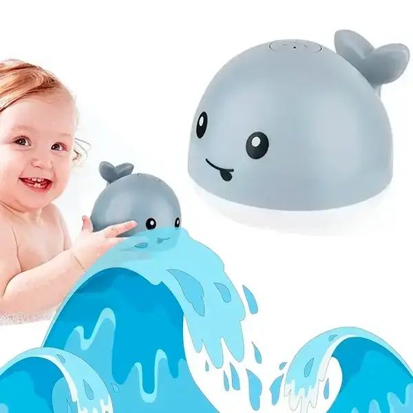 Игрушка для купания в ванной кит с фонтаном Серый