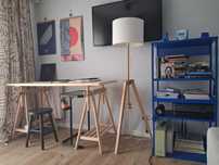 lampa stojąca podłogowa LAUTERS IKEA jesion/biały