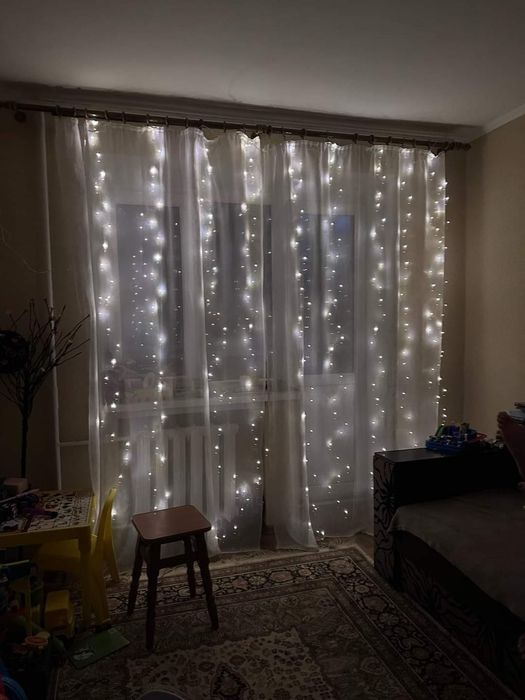 Новорічні гірлянди-штори USB з живленням від павербанку