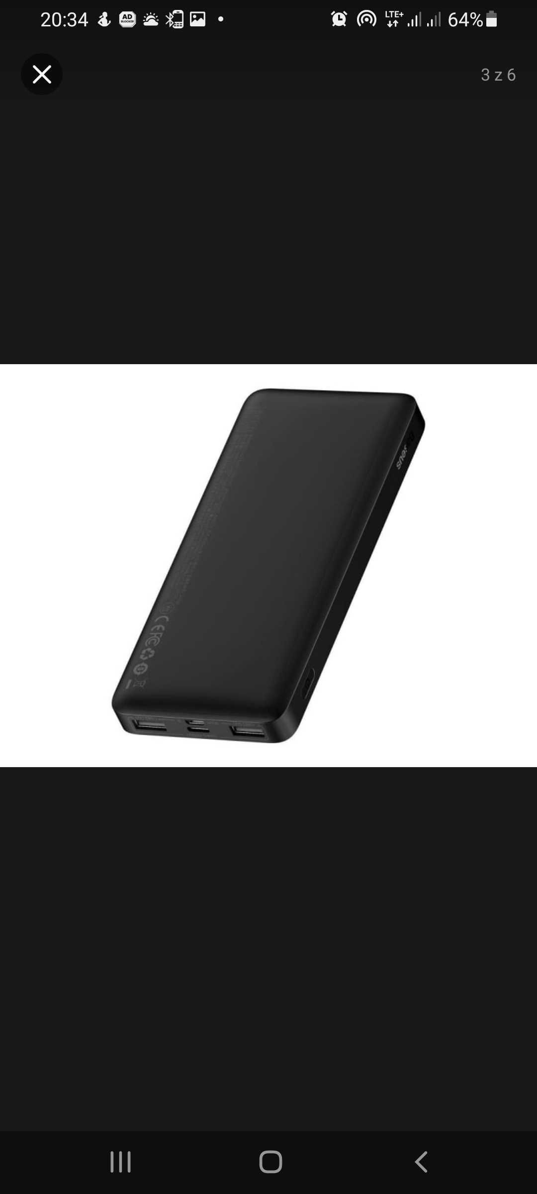 Power bank Baseus Bipow 10000mAh, 2xUSB, USB-C, 15W (czarny)