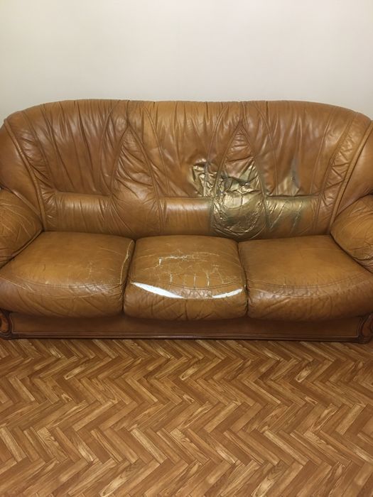 Диван розкладний з матрацом, шкіра,Італія