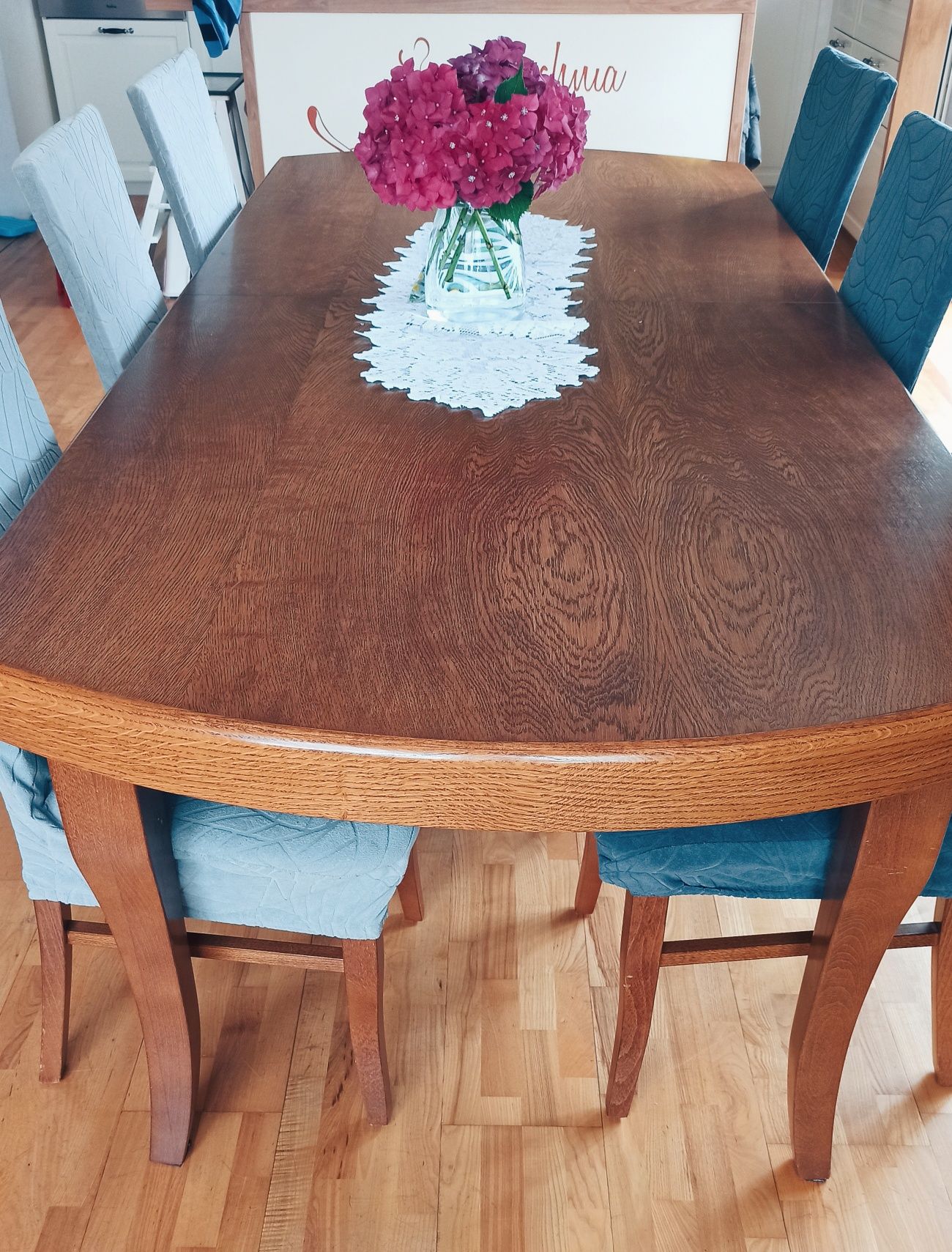 Solidny stół rozkładany 100x240/3m bdb stan 12 krzeseł