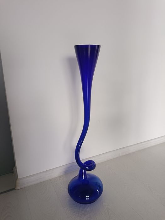 Wazon duży wysoki niebieski 80cm zakręcony