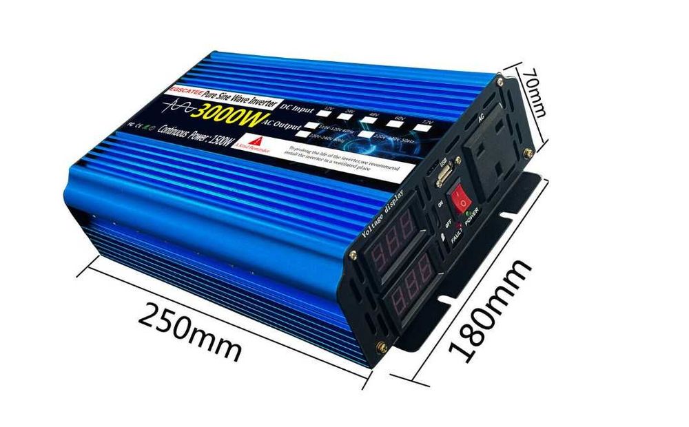 Інвертор EGSKATEE 12-230v 1500/3000W Чиста синусоїда