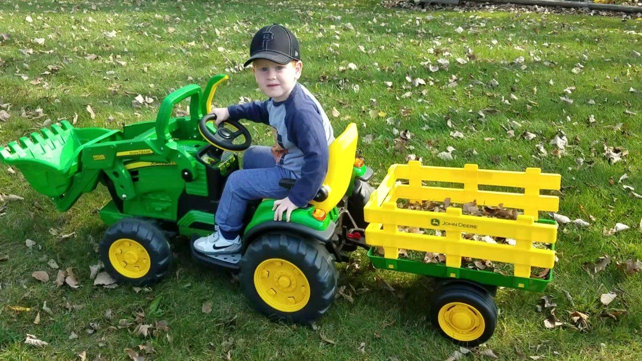 SUPER ZESTAW JOHN DEERE traktor koparka z przyczepką PEG PEREGO