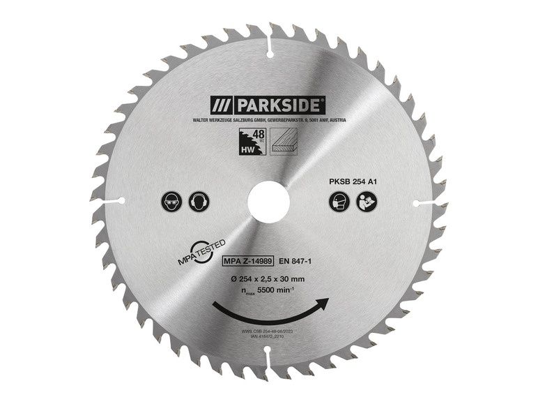 Пильний диск  PARKSIDE® »PKSB 254 A1«, Ø25,4см. 48,80,96 зубів Germany