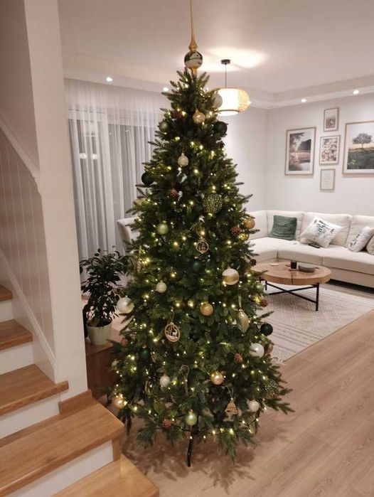 Sztuczna Choinka 220 cm PE Silikonowe Gałązki Choinka Jak Żywa Premium