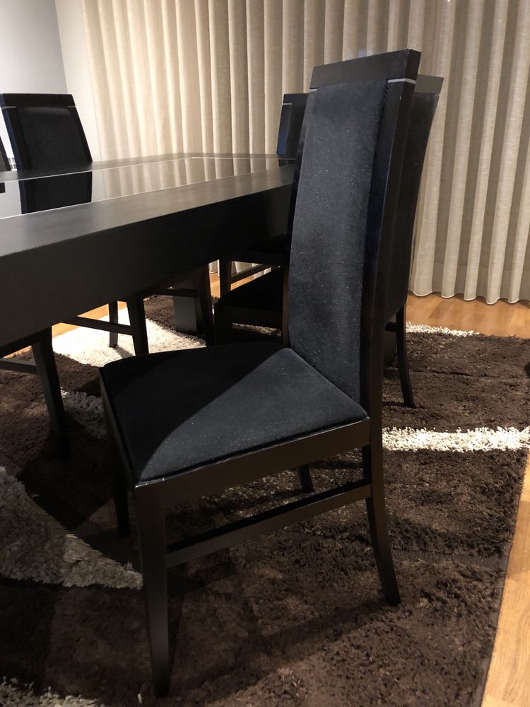 Mesa extensível com vidro + 8 cadeiras