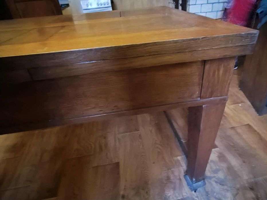 Stół drewniany dębowy antyk przedwojenny rozkładany