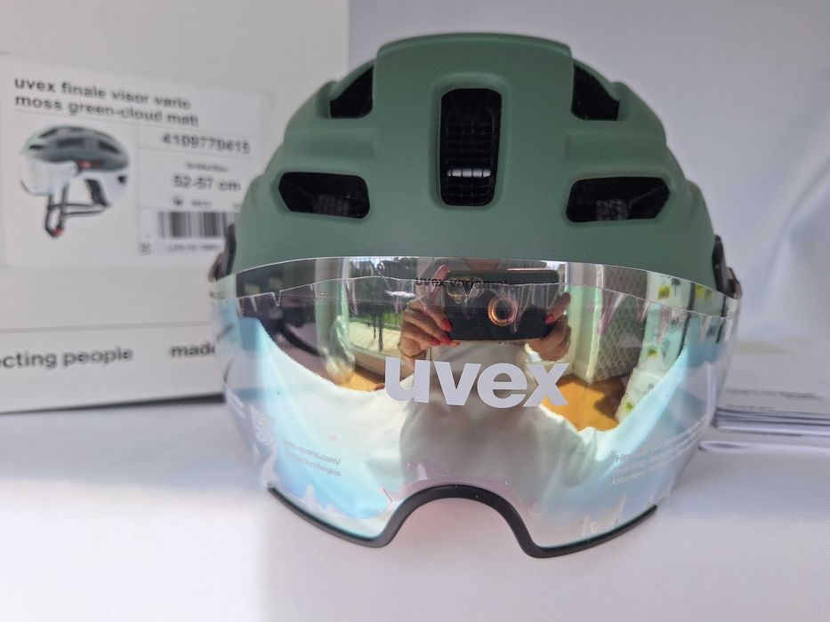 Kask rowerowy Uvex Finale Visor Vario Moss Green Cloud M 52-57cm S1-3