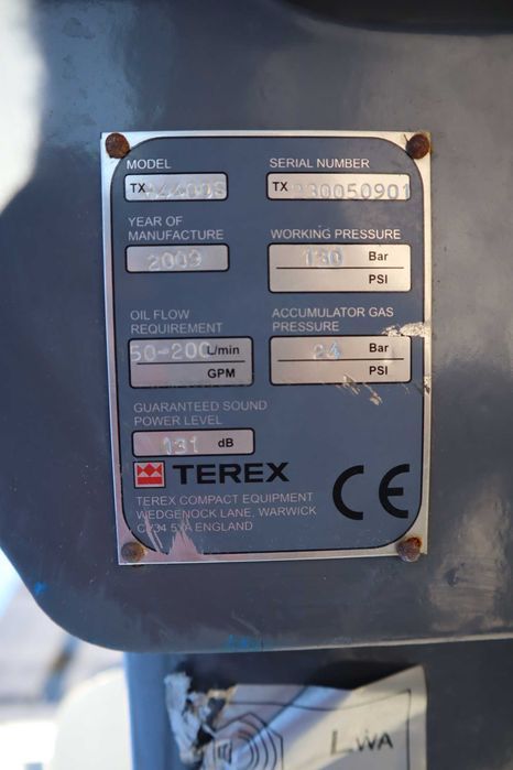 2009 Terex TXH4400 E. 20-24 t Martelo Hidráulico