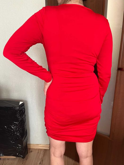 Sukienka długi rękaw czerwona z polarkiem świąteczna święta