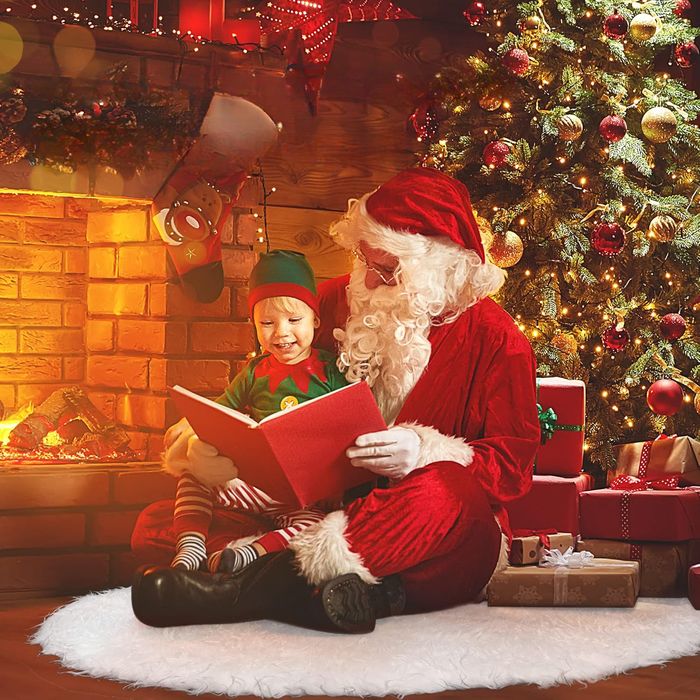 Dywanik Ozdobny pod Choinkę Sztuczne Futro Biała 150 cm