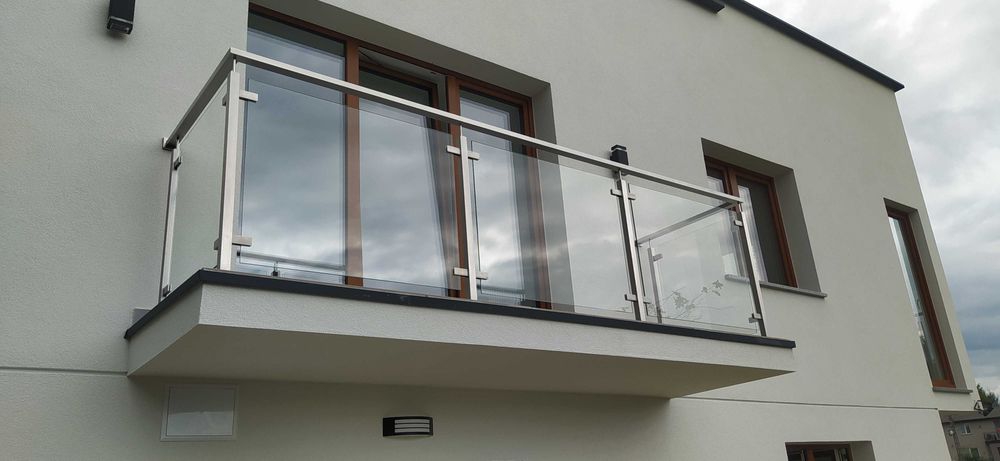 balustrady szklane na rotulach, na szynie, balkony francuskie, poręcz