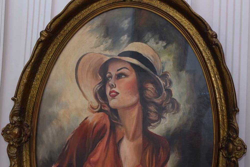 Olga Boznańska - Kobieta W Kapeluszu - Duży Stary Polski Obraz