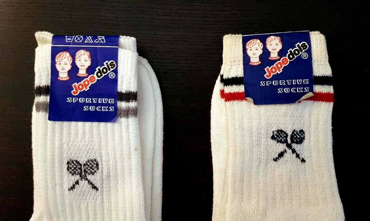 2 pares de meias brancas "raquete" vintage originais novas