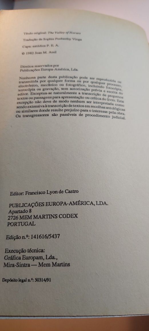O Vale dos Cavalos - Jean M. Auel (3ª edição)