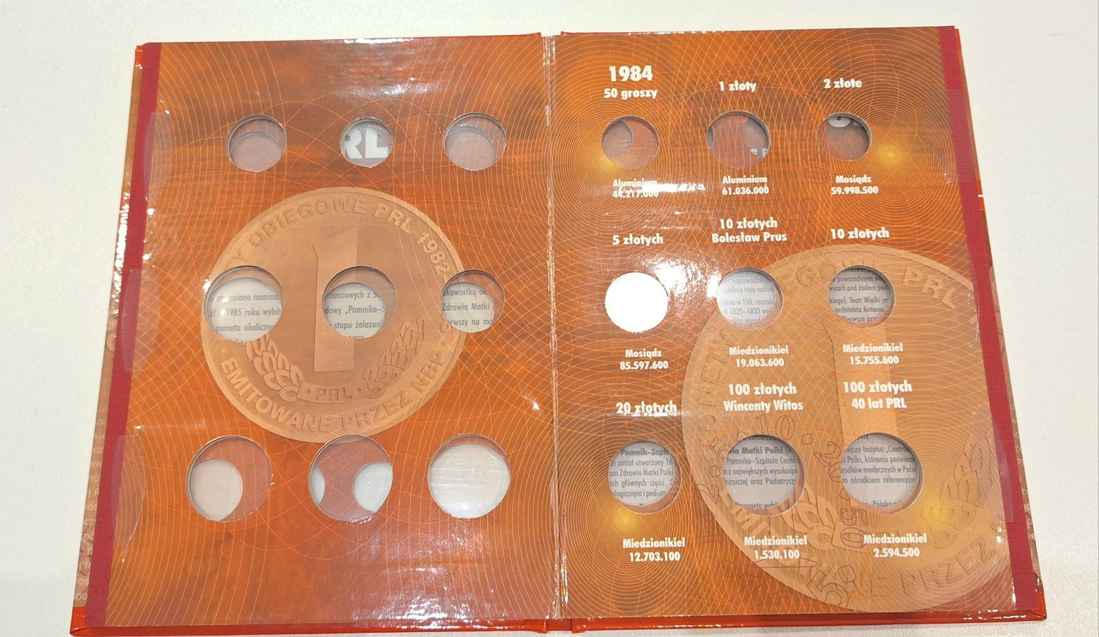 Album na monety obiegowe PRL, 1982 - 1985  klaser kolekcjonerski