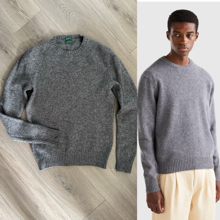 Сірий шерстяний светр джемпер benetton S чоловічий