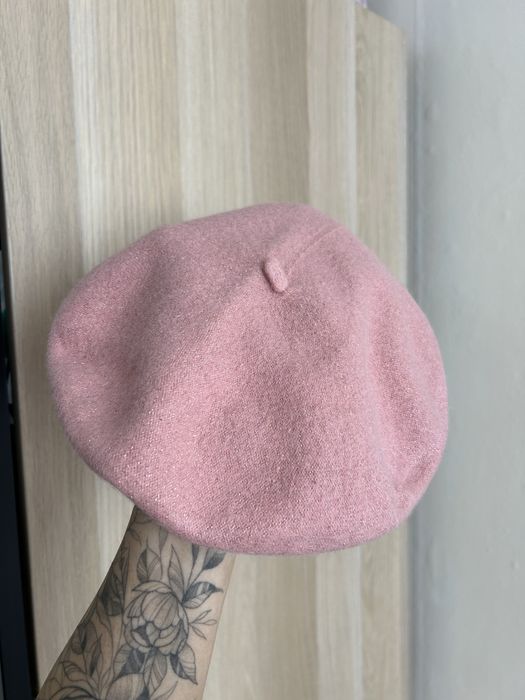 Beret wełniany wełna różowy