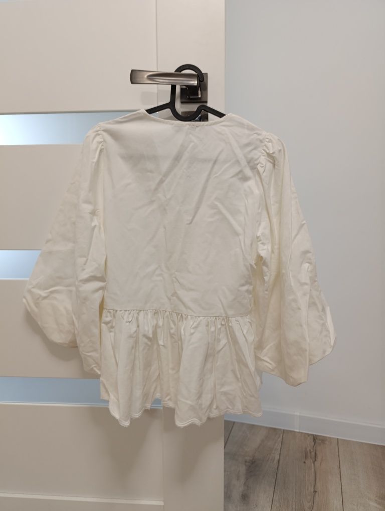 Bluzka top damski na lato biały len wiskoza Reserved XS nowa