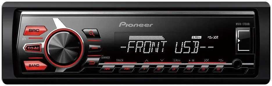 radio Pioneer MVH-190UB AUX USB czerwone / zielone, opcja bluetooth