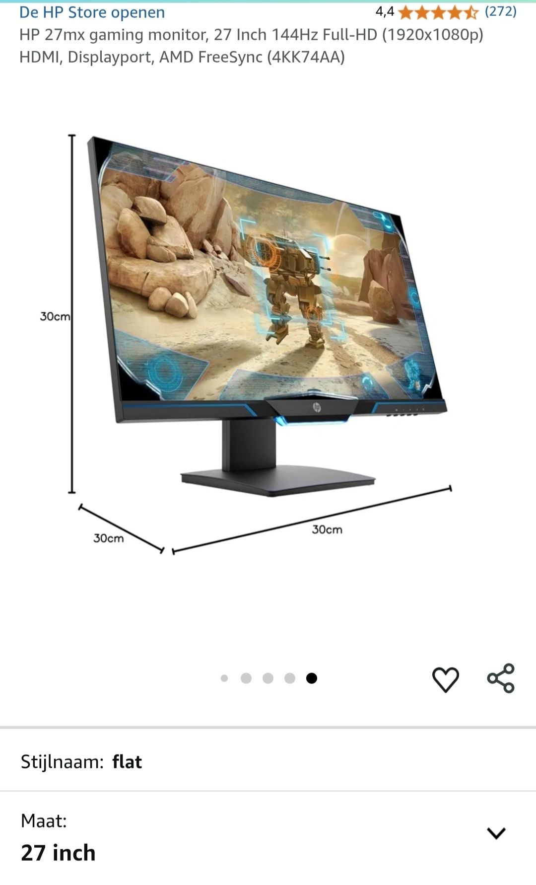 Monitor HP 27mx Gaming TN 27" FHD 16:9 144Hz FreeSync 1 ms