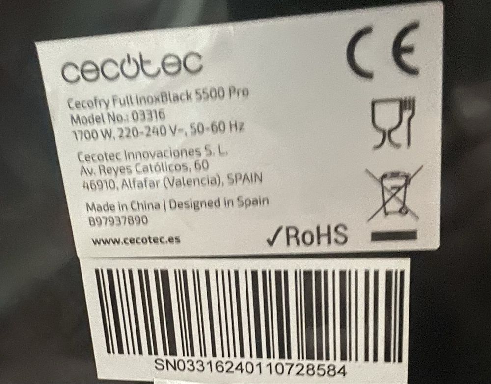 Frytkownica Cecotec CecoFry Full InoxBlack 5500 Pro Model: 03316