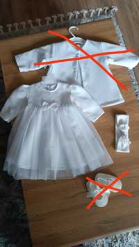 Zestaw ubranko do chrztu dla dziewczynki rozmiar 68 biały