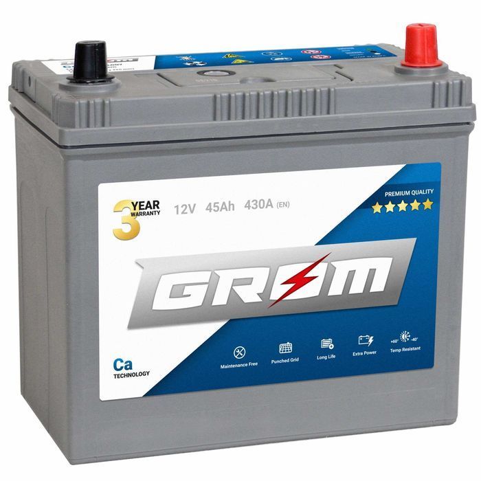 Akumulator GROM Premium 45Ah 430A Japan Prawy plus