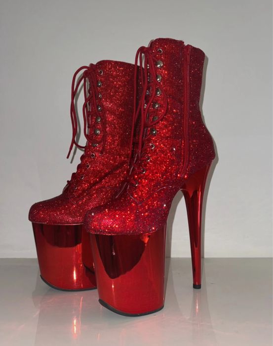 Buty szklanki czerwone pole dance sexy