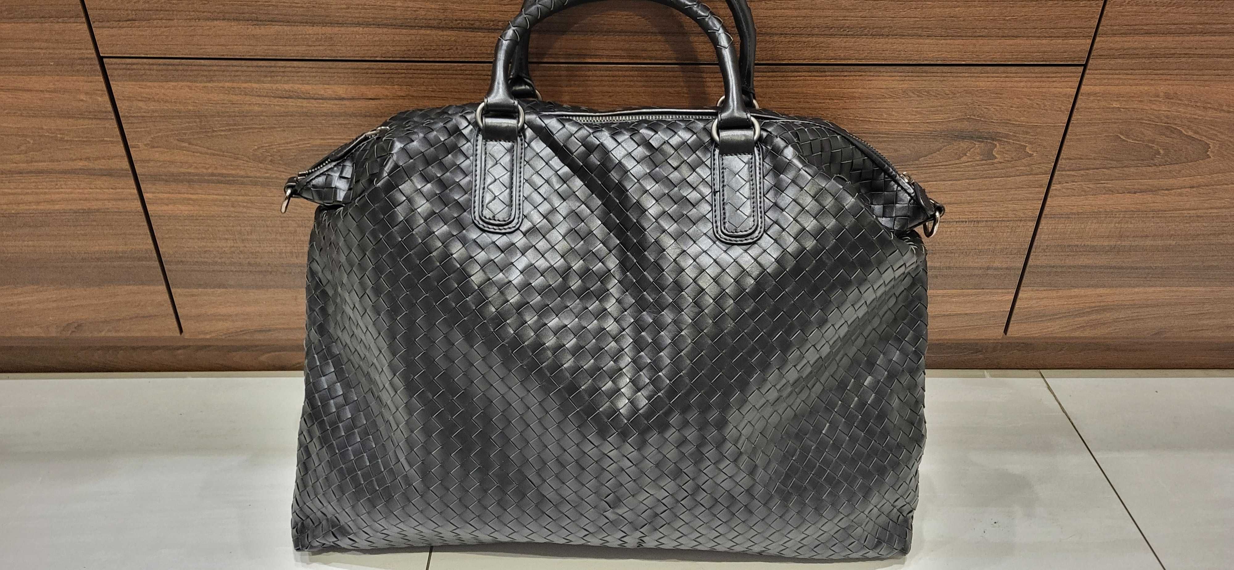 duża skórzana torba damska w stylu Bottega